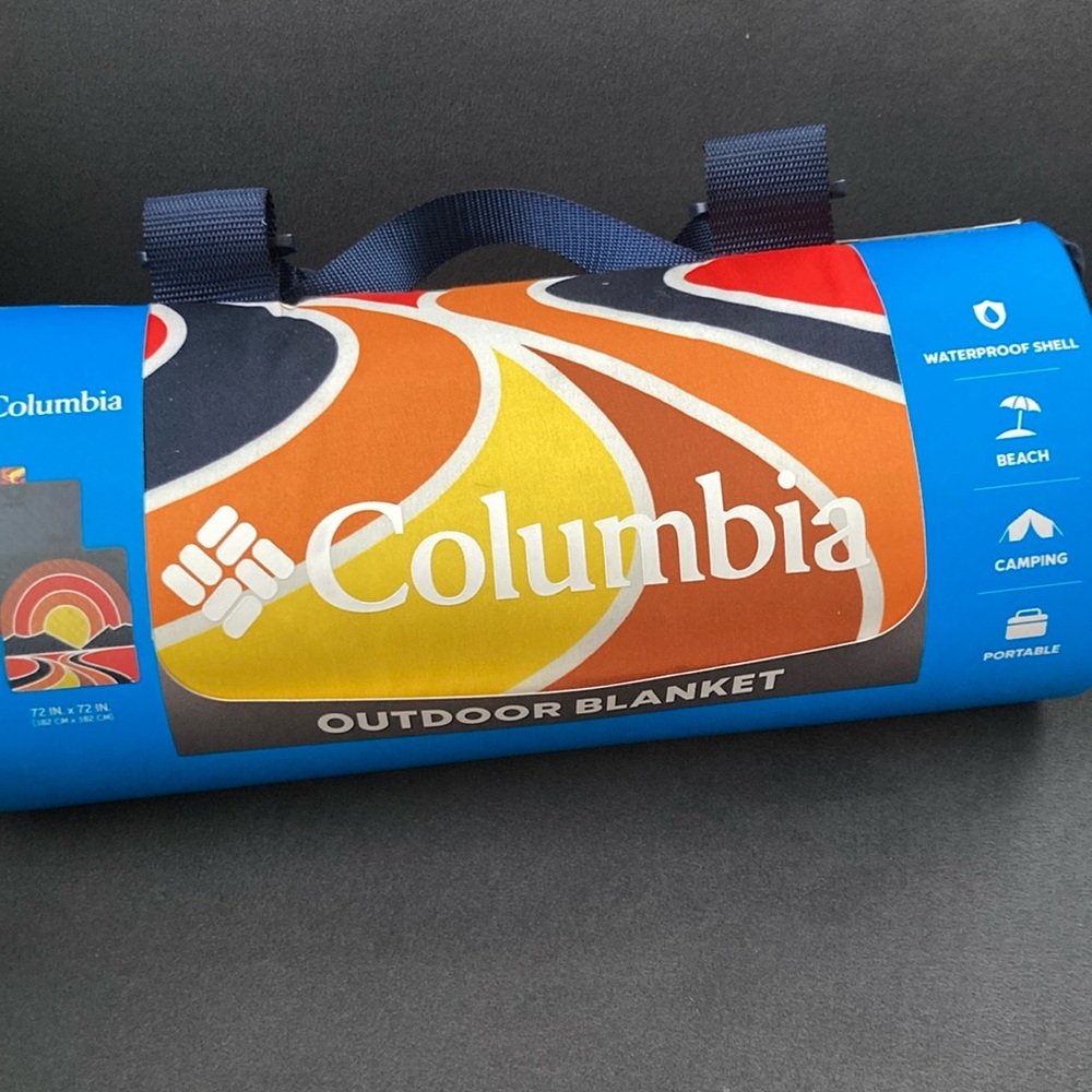Columbia Navy Blue, brown, red, yellow, orange, Outdoor Blanket